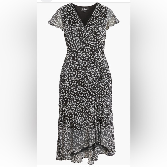 Sam Edelman Black & White Printed Ruched Midi Dress EUC S12 - Picture 6 of 17